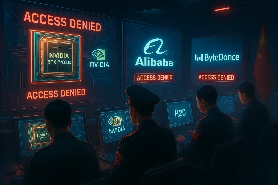 China has banned its major tech firms from buying Nvidia’s AI chips, tightening its grip on sensitive technology imports amid rising tensions with the US, as per an FT report.Nvidia’s advanced products, including the RTX Pro 6000D and H20 models, were gaining lots of attention from Chinese firms eager to use the powerful technology.But now, <a href="https://invezz.com/news/2025/09/16/explainer-why-nvidias-new-ai-chip-is-struggling-in-china/">China’s internet regulator has reportedly stepped in</a>, ordering giants like Alibaba and ByteDance to immediately halt all purchases and testing.This unexpected move signals rising tensions in the ongoing tech battle between China and the US, with Beijing taking a harder line on foreign technology access amid concerns over security and control.Over the last year, the US has steadily tightened export controls on advanced semiconductor technology to China, citing national security concerns.In response, China has launched investigations into American semiconductor firms and imposed retaliatory measures, including anti-dumping probes on US chip imports. The tension extends beyond tariffs; both sides are jockeying for control over cutting-edge AI and semiconductor tech, seen as crucial to future economic and military strength.What’s behind China’s Nvidia ban?China’s government isn’t just worried about chips; it’s about protecting its tech space. As per the report, officials fear Nvidia’s AI chips could have built-in features allowing remote control or tracking, which would be a serious security risk.Nvidia says these claims aren’t true, but the pressure hasn’t stopped. On top of that, China is investigating Nvidia for unfair market practices, adding another layer of complexity.With these challenges, Nvidia has reportedly told suppliers to pause making these chips for China.Chinese companies now face the challenge of turning to home-grown chipmakers, as Beijing pushes hard to build up local alternatives and cut reliance on US technology, especially given the strained China-US relationship.What’s next for Nvidia and the tech world?<a href="https://invezz.com/news/2025/09/16/trumps-tiktok-threat-and-nvidia-setback-shape-us-china-trade-talks/">This ban is a big hit for Nvidia</a> because China is one of its key markets, making up about 13% of its sales last year.With this block, Nvidia loses an important source of revenue and growth, especially in AI technology. The RTX6000D chip, made specifically for the Chinese market, has not caught on as hoped either.For Chinese tech companies, this is a wake-up call to invest in their own AI chips. On a bigger scale, this move reflects how global technology markets are splitting, driven by politics and security fears.The tech world could be heading towards a fractured future, where supply and development of critical components become complicated because of political conflicts.For Nvidia, this means careful navigation of tricky regulations while continuing to innovate in a highly competitive field.China’s chip ban is more than a trade issue; it’s about who leads the future in technology. For Nvidia, selling chips in China just got a lot tougher in this high-stakes global tech rivalry.The post <a href="https://invezz.com/news/2025/09/17/china-bans-nvidia-ai-chips-in-escalating-tech-rivalry-heres-what-it-means/">China bans Nvidia AI chips in escalating tech rivalry: here’s what it means</a> appeared first on <a href="https://invezz.com/">Invezz</a>