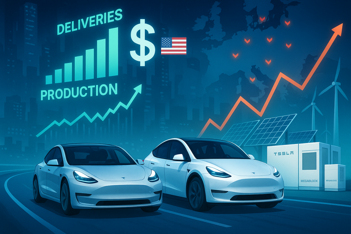 Tesla Inc. shares traded in green on Thursday after the company reported third-quarter 2025 vehicle deliveries of 497,099, surpassing Wall Street estimates and posting year-over-year growth, though production fell short compared with the same period last year. The results highlight a mixed performance for the electric-vehicle maker as it navigates shifting demand dynamics in key markets, including Europe and the United States.Tesla shares were trading 0.39% higher at $461.23 at the time of writing. Deliveries outpace expectations, production slipsFor the quarter ended Sept. 30, Tesla delivered 497,099 vehicles, up 7% from the 462,890 delivered in the same quarter of 2024. Analysts surveyed by FactSet had projected deliveries of roughly 447,600, while Tesla’s own company-compiled consensus suggested 443,079. Independent researcher Troy Teslike had forecast 481,000 deliveries.Despite the stronger-than-expected delivery figure, production fell to 447,450 vehicles, a decline from the 469,796 units built a year earlier. Tesla does not break out sales or production by model or region, but said that 435,826 of its most popular Model 3 and Model Y cars rolled off production lines during the period.Deliveries, considered the closest proxy for sales in Tesla’s reporting, suggest the company benefitted from a late-quarter surge in demand, particularly in the US ahead of the expiration of a federal tax credit for electric vehicles.Market dynamics: US tax credit and European weaknessThe expiration of a US federal tax credit for EV purchases, included in President Donald Trump’s July spending bill, drove a wave of buying activity. Many American consumers rushed to take advantage of the subsidy before it lapsed, boosting Tesla’s US sales during the period.In Europe, however, Tesla’s performance was weaker. The company faced a sales slump exacerbated by consumer backlash against CEO Elon Musk’s political rhetoric and activism, along with intensifying competition from rival automakers. Established carmakers such as Volkswagen and Chinese competitor BYD gained market share in the region, pressuring Tesla’s dominance.Earlier this week, Ford reported a 30.2% increase in its all-electric vehicle sales, reaching more than 30,600 units for the quarter. While still far behind Tesla in overall numbers, Ford’s growth underscores the broader competitive pressures facing the EV market leader.Energy business expansion and stock market performanceBeyond its core automotive operations, Tesla reported strong growth in its energy business. The company deployed 12.5 gigawatt-hours (GWh) of energy storage products in the third quarter, including its Megapack and newer Megablock systems. That marked a sharp increase from 9.6 GWh in the second quarter and 6.9 GWh in the same period last year.Tesla’s Megapacks are typically used by businesses and utilities to store renewable energy, such as wind and solar power, or to balance electricity usage during peak demand. Notably, Musk’s artificial intelligence company, xAI, has been a major buyer of Tesla’s storage systems in recent quarters.On the market side, Tesla shares have staged a strong recovery in 2025 and rewarded its investors handsomely. The stock rose 40% during the third quarter and has gained 14% year-to-date as of Wednesday’s close, outpacing earlier losses in the year. By comparison, the Nasdaq Composite has advanced 18% in 2025.Tesla’s latest results suggest a company benefiting from US policy tailwinds while contending with mounting challenges abroad. With delivery growth offset by lower production and regional headwinds, the next quarters may determine whether Tesla can sustain momentum in a more competitive global EV market.The post <a href="https://invezz.com/news/2025/10/02/tesla-shares-in-green-after-beating-q3-delivery-estimates/">Tesla shares in green after beating Q3 delivery estimates</a> appeared first on <a href="https://invezz.com/">Invezz</a>