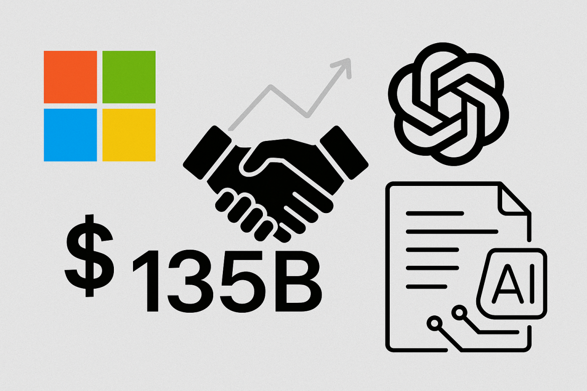 Microsoft Corp. has deepened its partnership with OpenAI, finalising a new agreement that gives the tech giant a 27% ownership stake worth about $135 billion. The revised structure marks one of the largest AI-related corporate alliances to date, redefining how both companies will collaborate over the next decade in shaping the global artificial intelligence landscape.Under the latest arrangement, Microsoft will retain access to OpenAI’s advanced models and technology until 2032, including systems that have achieved artificial general intelligence (AGI) benchmarks. This access ensures Microsoft’s continued integration of cutting-edge AI tools across its ecosystem, from Azure to Copilot and beyond, maintaining its competitive edge in a rapidly evolving market that is witnessing intense innovation and consolidation.OpenAI announced that its nonprofit entity has been renamed the OpenAI Foundation, which now holds an equity stake valued at approximately $130 billion in the company’s for-profit division.The for-profit arm has been restructured as a public benefit corporation (PBC) and will operate under the name OpenAI Group PBC.Under the revised ownership structure, the OpenAI Foundation will control 26% of the for-profit entity, while current and former employees and investors will collectively hold 47%.Microsoft strengthens AI integration with long-term OpenAI accessMicrosoft, which has invested more than $13 billion in OpenAI since first backing the company in 2019, said it supports the company’s recapitalization plan. The tech giant now holds an investment in OpenAI Group PBC valued at approximately $135 billion, representing about 27% of the company on an as-converted diluted basis.Microsoft noted that it previously held a 32.5% stake in OpenAI’s for-profit entity on an as-converted basis, excluding recent funding rounds.The deal confirms Microsoft’s strategic intent to remain at the forefront of AI research and commercialisation. Although the company no longer holds the right of first refusal for OpenAI compute resources, it has secured a new framework for collaboration.OpenAI has also committed an additional $250 billion to purchase Azure services, reinforcing Microsoft’s role as the backbone of OpenAI’s cloud infrastructure. This move is expected to bolster Microsoft’s revenue from cloud computing, particularly within the Azure segment, which has been central to its AI growth strategy and its broader ambitions across global data infrastructure.Market reacts positively as Microsoft shares riseInvestors responded strongly to the announcement, with Microsoft shares jumping nearly 4% in early trading. The market’s reaction reflects growing optimism around Microsoft’s positioning in the AI sector and its ability to monetise partnerships like this one.With the new deal in place, Microsoft not only strengthens its AI footprint but also mitigates competitive risks in an increasingly crowded landscape. The company’s stake ensures long-term influence without compromising OpenAI’s governance structure or independence, making it a model for future tech-industry partnerships.The post <a href="https://invezz.com/news/2025/10/28/microsoft-deepens-openai-alliance-with-135-billion-deal-and-ai-access-until-2032/">Microsoft deepens OpenAI alliance with $135 billion deal and AI access until 2032</a> appeared first on <a href="https://invezz.com/">Invezz</a>