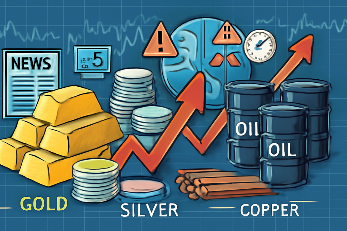 Most commodities rose on the last trading day of the week on Friday, even as oil was headed for a steep weekly loss. Gold prices were hovering near their record highs on Friday as the yellow metal was set for its seventh consecutive weekly gain. Copper prices also rose more than 1% on Friday due to reports about production outages. Silver prices had briefly breached the $48 per ounce mark on COMEX on Thursday before profit taking dragged the metal back to $47. Gold shinesFollowing the start of the US government shutdown on Thursday, gold prices have continued their ascent, reaching an unprecedented high.“Gold is in demand as a safe haven, partly because the shutdown in the US has added another factor of uncertainty,” Barbara Lambrecht, commodity analyst at Commerzbank AG, said in a report. <blockquote>“Even if the extent of the price increase gives cause for skepticism, there is no end in sight to the upward trend. </blockquote>Various public and private data sources suggest that the US job market experienced stagnation in September. Hiring remained sluggish, and unemployment rates showed no change.According to CME Group’s FedWatch tool, investors anticipate a 97% chance of a 25-basis-point rate cut in October, with an 88% probability of a similar reduction in December.“Although, as has been noted repeatedly over the past month or so, the daily MACD continues to indicate that the market is overbought,” said David Morrison, senior market analyst at Trade Nation. At the time of writing, the December gold contract on COMEX was at $3,910.87 per ounce, up more than 1%. Oil gains but set of weekly lossesOil prices rose on Friday but were still headed for a weekly decline of around 7-8%, following reports of possible OPEC+ supply hikes.Brent crude recorded an 8.3% drop for the week, while WTI was set to decline by 7.7%.The Organization of the Petroleum Exporting Countries and allies may increase oil production in November by 274,000-411,000 barrels per day (bpd), a two to three-fold rise compared to October’s increase. This potential move by eight OPEC+ members, as reported by Reuters on Tuesday, indicates Saudi Arabia’s efforts to regain market share.OPEC posted on social media that nothing had been decided yet. All eyes will be on the meeting over the weekend. “However, a big move cannot be completely ruled out, as oil prices are still relatively high and Saudi Arabia apparently wants to increase its market share,” Lambrecht said. JPMorgan analysts anticipate a significant shift in the oil market, projecting a substantial surplus beginning in the fourth quarter and extending into next year, marking September as a pivotal turning point.Elsewhere, on Friday, a fire erupted overnight at Chevron’s El Segundo refinery, a major facility on the US West Coast with a capacity of 290,000 barrels per day. While the immediate impact on production remains uncertain, analysts anticipate a limited effect on oil prices.The price of West Texas Intermediate crude was at $60.78 a barrel, up 0.5% from the previous close. Brent crude was at $64.42 per barrel, up 0.5% as well. Base metalsThis week, the London Metal Exchange (LME) index shows that base metal prices have reached a 15-month high.Lambrecht noted:<blockquote>Against the backdrop of weaker growth in the major sales markets of China and the US, this may come as a surprise to some.</blockquote>Metal prices are influenced not only by demand but also significantly by supply developments. This interplay between demand and supply is likely a key factor behind the divergent trends observed in metal prices.Copper prices on the LME have increased by nearly 17% since the start of the year. In contrast, nickel and zinc prices are currently trading slightly below their levels at the beginning of the year.The closure of Indonesia’s Grasberg mine, the world’s second-largest copper mine, has resulted in a “theoretical” monthly market shortfall of 66,000 tons, given its annual production capacity of 800,000 tons. Chile’s copper production for August was disappointing, experiencing a nearly 10% year-on-year drop, equivalent to 47,000 tons.This was largely due to disruptions at El Teniente, the world’s tenth-largest copper mine, with an annual capacity of around 400,000 tons.The three-month copper contract on the LME was at $10,647.05 per ton, up 1.5% from the previous close. The post <a href="https://invezz.com/news/2025/10/03/commodity-wrap-gold-heads-for-7th-straight-weekly-gain-while-oil-set-for-steep-slump/">Commodity wrap: gold heads for 7th straight weekly gain, oil set for steep slump</a> appeared first on <a href="https://invezz.com/">Invezz</a>