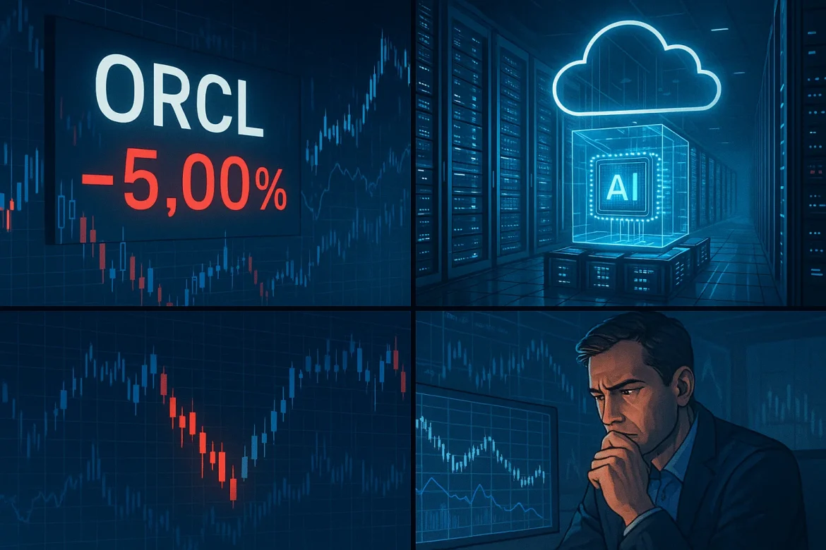 Oracle stock (NYSE: ORCL) took a sharp hit today, dropping 5% intraday on Tuesday. Investors are clearly torn; some are excited about the company’s AI-driven growth potential, while others are worried about debt, shrinking margins, and execution risks. The sell-off came after it was revealed that Oracle lost $100 million last quarter renting Nvidia’s top-tier AI chips, a reminder that even with lucrative AI deals, the financial strain is real.Oracle stock: AI contracts fuel hopes, but financing raises alarmsOracle’s big growth story really comes down to its huge AI and cloud deals, most notably a $300 billion, five-year compute contract with OpenAI kicking off in 2027. This is part of the massive $500 billion Stargate AI project, which includes building 4.5 gigawatts of new data center capacity. Basically, Oracle is setting itself up as a key player in the AI cloud space. The top leadership has been pointing to some jaw-dropping numbers: remaining performance obligations are up 359% year-over-year to $455 billion, and she’s forecasting 77% growth in Oracle Cloud Infrastructure revenue this year. <a href="https://markets.businessinsider.com/news/stocks/oracle-stock-price-forecast-orcl-rally-upside-jefferies-ai-cloud-2025-9">Some analysts are staying positive</a>, saying short-term financing worries are just temporary and that Oracle has plenty of ways to fund growth through debt, vendor deals, and partnerships.That said, there are some real clouds on the horizon. Oracle’s debt is rising, and margins are under pressure. Moody’s warns that free cash flow could stay negative for a while because of heavy spending on data centers, and that the company’s high leverage might squeeze earnings until it’s reduced. Analysts at Jefferies and Evercore point out that while AI cloud revenue is booming, it doesn’t make as much profit as Oracle’s traditional software business. That could push operating margins down from 44% in FY2025 to around 38% by 2030.What investors should watch nextInvestors are keeping a close eye on Oracle’s next quarterly earnings and guidance, looking for signs that those massive contracts are actually paying off and that cash flow is improving. The big things to watch? Quarterly revenue growth, especially in cloud services, spending on new data centers, and net debt to EBITDA ratios to see how leverage is trending. Free cash flow will be particularly important; if it stays in the red for too long, refinancing could get tricky. On top of that, whether Oracle hits its milestones with the OpenAI deal and sees strong enterprise demand for AI infrastructure will play a big role in shaping investor sentiment and potentially boosting the stock’s valuation.That said, while Oracle is going all-in on building new data centers, the cost of these investments during uncertain economic times is a real risk. Analysts are also comparing Oracle to peers like Microsoft and Nvidia, and they note that its price-to-earnings multiple already reflects a lot of the AI growth hype.The post <a href="https://invezz.com/news/2025/10/07/oracle-stock-tumbles-5-analysts-clash-over-ai-optimism-vs-margin-squeeze/">Oracle stock tumbles 5%: analysts clash over AI optimism vs margin squeeze</a> appeared first on <a href="https://invezz.com/">Invezz</a>