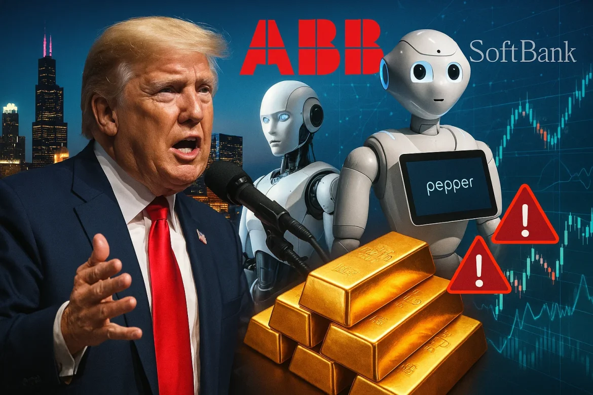 US politics, markets, and tech moves dominated Wednesday’s headlines. Trump escalated tensions by calling for jail for Chicago leaders amid troop deployments. Swiss giant ABB struck a $5.38B robotics deal with SoftBank, while gold surged past $4,000 as investors sought safe havens. Meanwhile, the IMF and BoE warned that AI-driven market hype could spark a sudden stock correction.Here’s a glance at major developments on Wednesday.Trump threatens jail for Chicago leadersUS President Donald Trump stirred the political pot by calling for Chicago Mayor Brandon Johnson and Illinois Governor JB Pritzker, both Democrats, to be jailed. He accused them of not doing enough to protect federal immigration officers in the city.This comes as his administration moves to send hundreds of Texas National Guard troops to Chicago, amid rising tensions over immigration enforcement and protests against ICE operations. Trump’s remarks also coincided with former FBI Director James Comey, another political rival, showing up in court on criminal charges that many have criticized as minor.Johnson and Pritzker have pushed back hard against Trump’s immigration policies and the troop deployments, even taking legal steps to block the military presence, calling it unconstitutional. Meanwhile, the Trump administration says the troops are needed to combat what they call “domestic terrorism” and rising crime.ABB sells robotics unit to SoftBankSwiss engineering giant <a href="https://invezz.com/news/2025/10/08/softbank-to-acquire-abbs-robotics-unit-for-5-4b-in-ai-push/">ABB is selling its robotics division to Japan’s SoftBank for $5.38 billion</a>, a big move as SoftBank ramps up its push into robotics and AI. The deal is expected to close sometime in mid-to-late 2026, once all the regulatory approvals are in place.ABB had originally planned to spin off the robotics unit, but now it’s taking a different route. The division, which employs around 7,000 people and pulls in about $2.3 billion a year, has been struggling a bit with weaker demand in Asia.For SoftBank, this is about more than just buying robots, as they want to merge ABB’s tech with their AI smarts to chase their vision of Artificial Super Intelligence. ABB, on the other hand, will use the cash from the sale to fund growth, make acquisitions, and reward shareholders.ABB CEO Morten Wierod called it a “partnership” that will speed up innovation in AI-powered robotics—basically, the start of something bigger on the tech horizon.Gold tops $4,000 amid global uncertaintyGold hit a major milestone, <a href="https://invezz.com/news/2025/10/08/gold-breaks-4000-barrier-amid-mounting-us-economic-concerns/">surging past $4,000 an ounce</a> for the first time on October 8, 2025. Investors are snapping it up as a safe haven amid rising economic and geopolitical uncertainty. Spot gold climbed 0.5% to $4,002.53, while December US gold futures also jumped 0.5% to $4,025.This makes gold one of the top-performing assets of 2025, with a whopping 52% gain so far this year, building on last year’s 27% jump. The rally is being fueled by expectations of more interest rate cuts from the US Federal Reserve, political turbulence in places like France and Japan, and strong buying from central banks and gold-backed ETFs.Analysts say there’s a real “fear of missing out” among investors who keep buying even as prices soar. Add in the ongoing US government shutdown, a weakening dollar, and growing debt worries, and it’s no surprise gold is shining as a go-to store of value right now.IMF, BoE warn of AI bubbleThe IMF and the Bank of England are sounding the alarm about the risks of a sudden stock market wobble fueled by the AI boom. The BoE’s Financial Policy Committee pointed out that valuations of US AI-focused tech stocks are looking a lot like the dotcom bubble 25 years ago, warning that a sudden drop could be on the cards if investor optimism fades.They are especially concerned that so much market value is concentrated in a handful of big AI players, think Nvidia, Microsoft, and Alphabet, making the market extra sensitive to any disappointments in AI growth. The IMF chimed in too, saying that while AI drives innovation and efficiency, it can also create more volatility and opaque trading practices that threaten financial stability.Both institutions are calling for stronger regulatory oversight, stressing the need to strike a balance between reaping AI’s benefits and keeping financial risks under control.The post <a href="https://invezz.com/news/2025/10/08/evening-digest-trumps-jail-threat-to-chicago-leaders-gold-tops-4k-imf-boe-warn-of-ai-bubble/">Evening digest: Trump’s jail threat to Chicago leaders, gold tops $4K, IMF, BoE warn of AI bubble</a> appeared first on <a href="https://invezz.com/">Invezz</a>